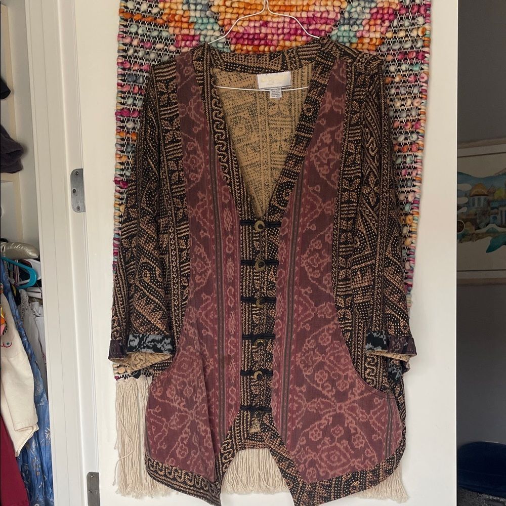 Bohemian Patterned Cotton Jacket - Black and Brown